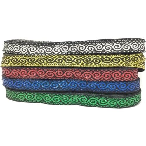 ZERZEEMOOY wide 1/2 inch 12mm 9yard/lot Polyester Woven Jacquard Ribbon Christmas Geometric Totem Metal ribbon
