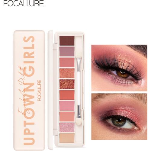 FOCALLURE Eye Shadow Palette Glitter Nude Waterproof With Dual-ended Brush & Mirror Makeup 4 Textures Palette