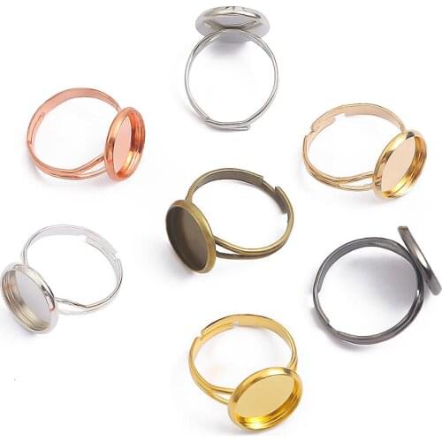 10pcs/lot Dia 8mm-25mm High quality Adjustable Blank Ring Base Fit Glass Cabochons Cameo Settings Tray DIY Jewelry Making Ring