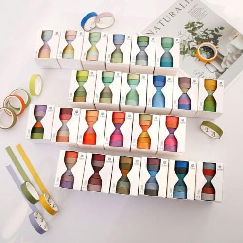 6 Pcs/Set Cute Solid Color Washi Tape Label Masking Tape Kawaii Decorative Adhesive Tape for Stickers Scrapbooking Japanese Tape