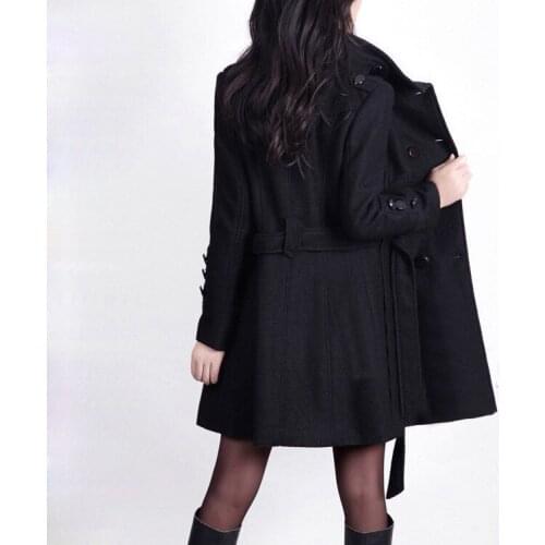 Plus Size 5XL New Autumn Winter Trench Coat For Women Woolen Coats Double Breasted Female Overcoat Outwear LX1829