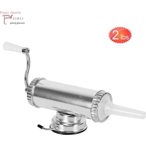 1KG / 2LBS Horizontal Manual Type Meat Sausage Stuffer With Suction Base Homemade Filler Syringe Aluminum Salami Maker Machine