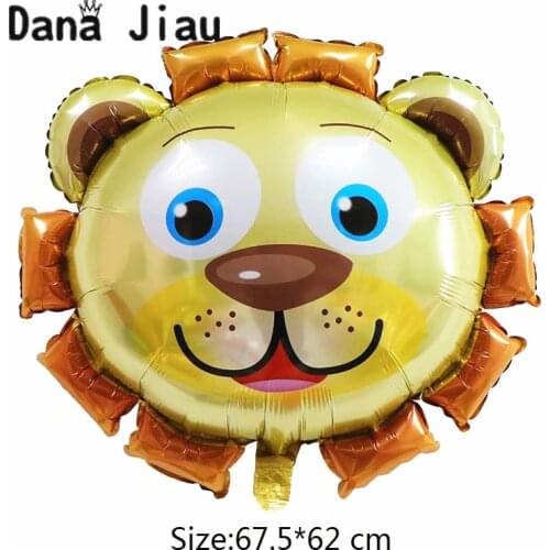DanaJiau 1pc Tiger Lion animal Air Helium Balloon Happy Birthday Party Decor Zoo Theme Kids toy Supplies King of the forest ball