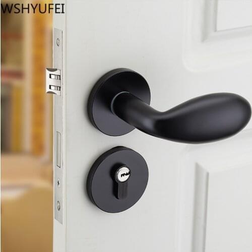1pcs high quality home space aluminum door locks by elegant black fashion indoor solid handle lock