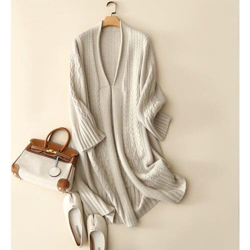 2021 autumn winter new designs 100% cashmere open cardigan long sleeve cable knitted outerwear with pocket vintage styles tops