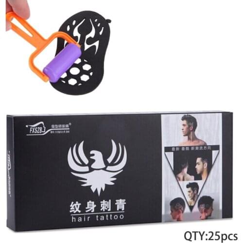 25Pcs Salon DIY Hairstyling Hair Tattooing Template Hair Trimmer Carved Coloring Pattern Stencil Dye Coating Board Salon