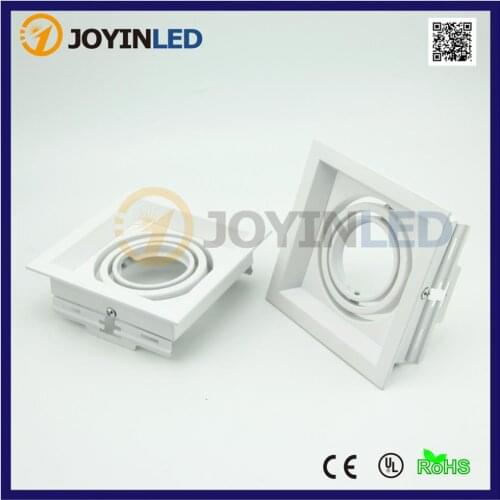 4pcs/lot Frost White Square Grille Lamp Fixtures 360 Rotation MR16 GU10 Halogen Bulbs Holder White Aluminum Trim Kits