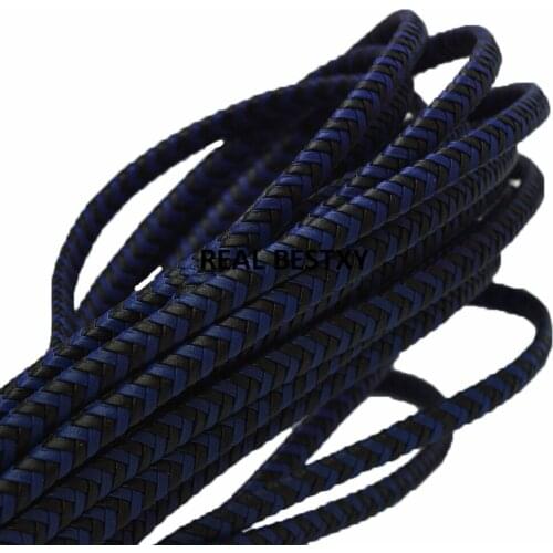 5m/lot approx:6*4mm black blue flat Woven Braided Leather Bolo Ties Cord, Leather Strap for DIY Bracelet Jewelry diy leather hot