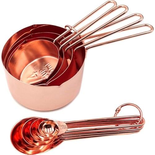 8PCS Stainless Steel Measuring Spoons Set Rose Gold Measuring Cups Kitchen Accessories Baking Tea Coffee Spoon Measuring Tools