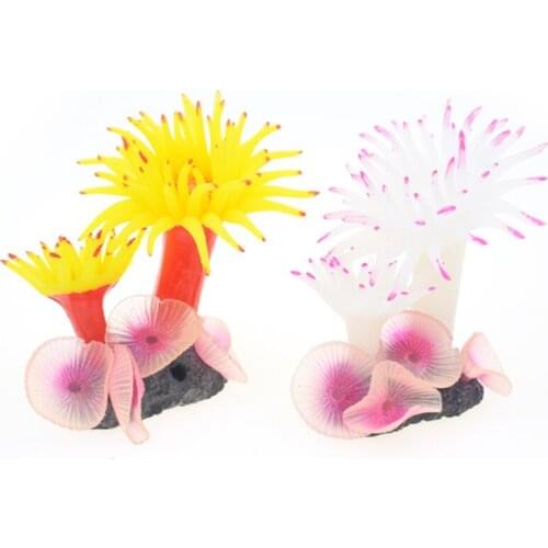 Fish Tank Landscaping Yellow White Flower Sofa Simulate Coral Imitate Fake Tree Silicone Decoration Aquarium Decorative Supplies