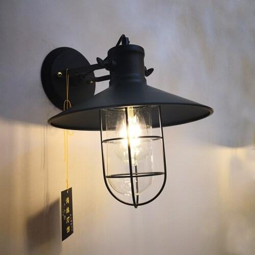 American country iron retro loft antique Edison glass wall lamp for restaurant bar bedroom corridor wall lamp