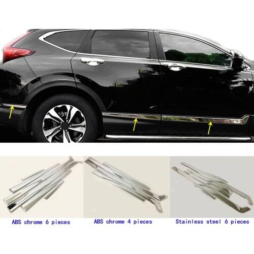 Car ABS Chrome/Stainless Steel Side Door Trim Strip Molding Stream Panel Bumper Strip For Honda CRV CR-V 2017 2018 2019 2020