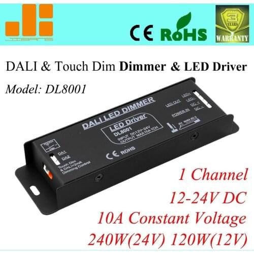 Free Shipping Top Selling DALI Dimming 12V/10A, DALI LED driver 240W, 1channel DALI Controller, Constant Voltage DL8001