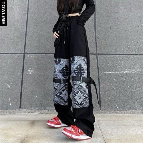 New Fashion Men Women Hip Hop High Waist Wide Leg Colorblock Pants Korean Streetwear Loose Pantaloons Girls Sweatpants Trousers