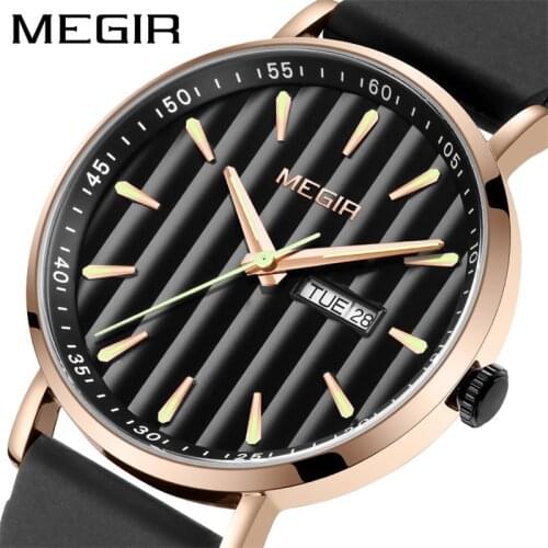 MEGIR Simple Mens Watches Top Brand Luxury Waterproof Luminous Date Clock Male Silicon Strap Casual Quartz Watch Men Sport Watch