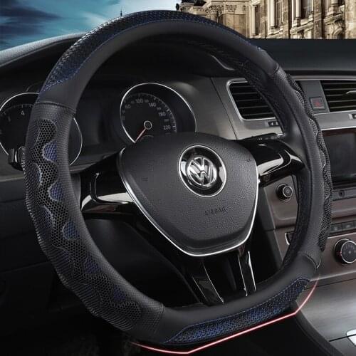 38CM D Shape O shape Steering Wheel Cover PU Leather for Geely Atlas Emgrand EC7 Coolray VW Golf 7 Hyundai Santa fe 2014-2020