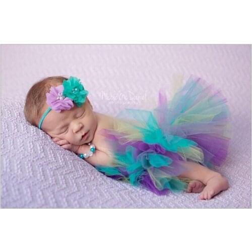 Baby Infant Girl Tutu Skirt and Flower Headband Photography Fluffy Skirt Newborn Princess Christmas Skirt 0-1M or3-4M Baby Gift