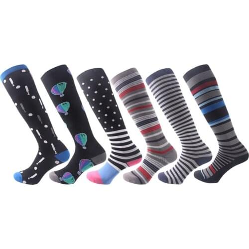 Men Women Compression Crossfit Socks Sports Black Golf Hockey Socks For Anti Fatigue Pain Relief Knee High Stockings EU 39-47