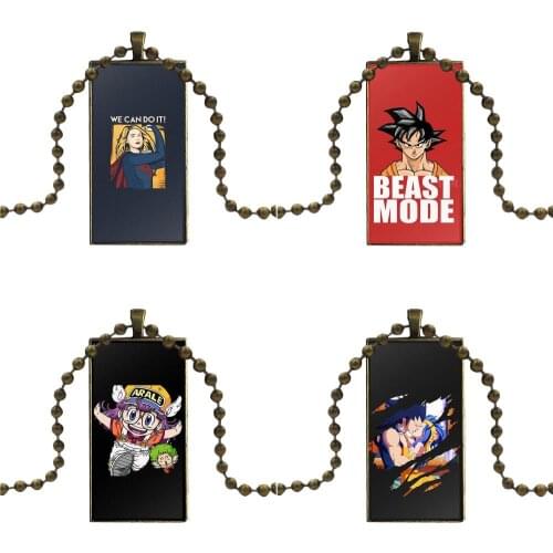 For Women Arale Cute Anime Design Fashion Vintage Glass Women Rectangle Necklace Pendants