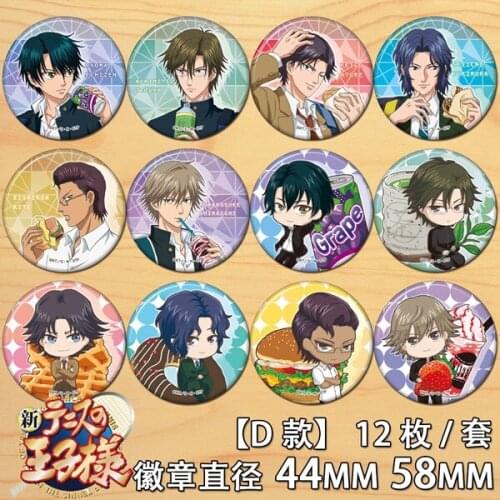 AnimeThe Prince Of Tennis Ryoma Echizen Figure Tezuka Kunimitsu Figure Badge Round Brooch Pin Gifts Kids Collection Toy