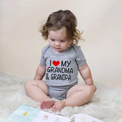 I Love Grandma&grandpa Baby Boys Girls Romper Summer Newborn Baby Letter Print One-pieces Jumpsuit Baby Cotton Clothes Outfits