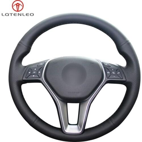 LQTENLEO Black PU Artificial Leather Car Steering Wheel Cover For Mercedes-Benz A-Class 2013-2015 B-Class E-Class CLA-Class 2013