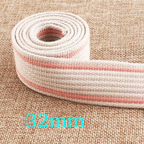 32mm Webbing White Pink Striped Webbing Nylon Webbing Cotton Webbing Cotton Canvas Purse Straps Pet Collars Leash 1 1/4"