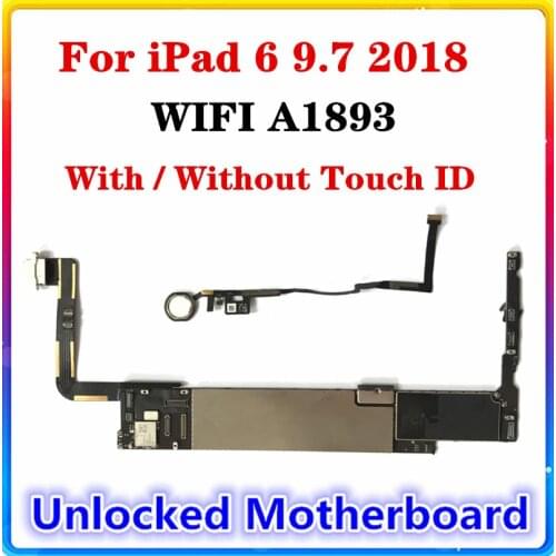 For iPad 6 9.7 2018 WIFI A1893 Motherboard 32G 64G 128G Original Replaced IOS Installed Clean Main Board Black/White/Gold Touch