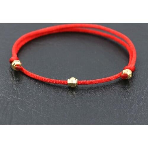 Fashion Stainless Steel Gold Beads Charm Bracelet Black Red Rope Thread String Bracelets For Women Men Couples Lovers Jewelry