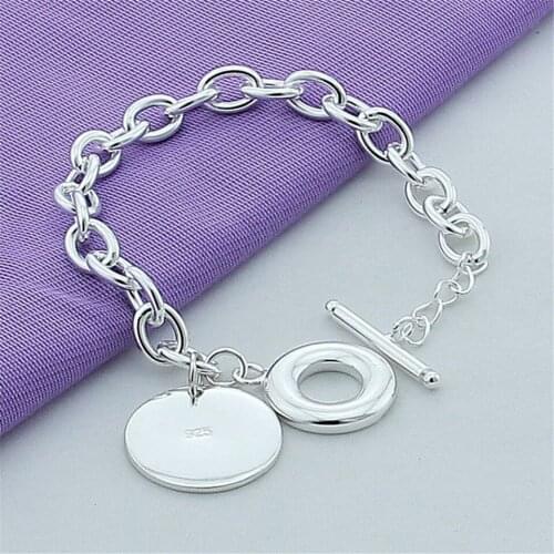Fashion Bracelet 925 Sterling Silver To Buckle Round Charm Bracelet Gorgeous Jewelry Silver Chain Women Gift Party