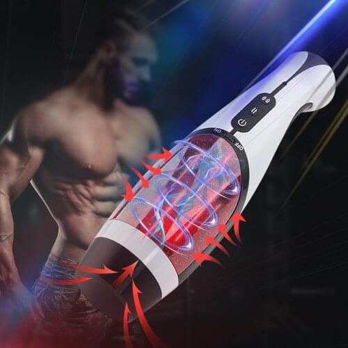 Male Masturbation Cup Retractable Penis Trainer Heating Design Simulation Female Voice Realistic Vagina Adult Sex Toys for Man