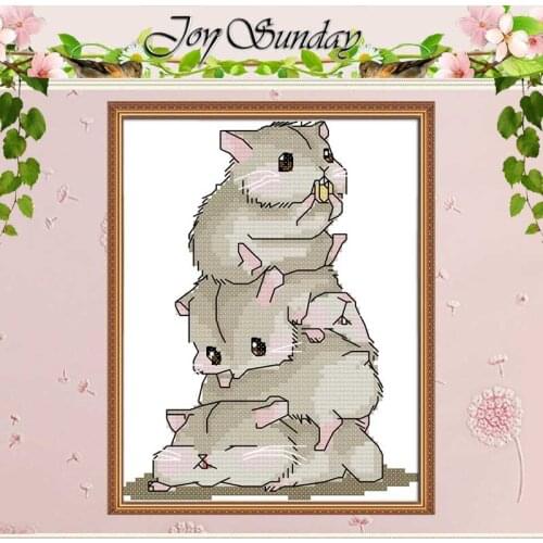 Five Little Hamster Counted Cross Stitch 11CT 14CT Cross Stitch Set Wholesale DIY animals Cross-stitch Kit Embroidery Needlework