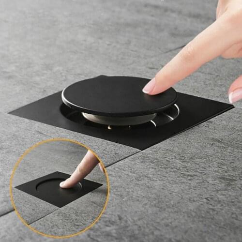Floor Drain Brass Square Pop Up Floor Drain Deodorant Anti-odor Bathroom Shower Room Floor Drain Cover Push Down Drain Plug