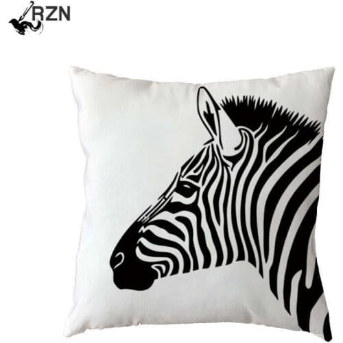 Throw Pillowcase Black and White Striped Zebra Geometric 45x45Cm Square Houseware Home Living Room Couch Decorate Cushion Cover