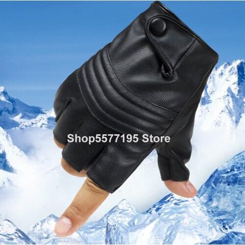 2020 New1Pair Half Finger Driving Women Fashion Gloves Pu Leather Fingerless Gloves Black Womens Hand Mittens Luvas