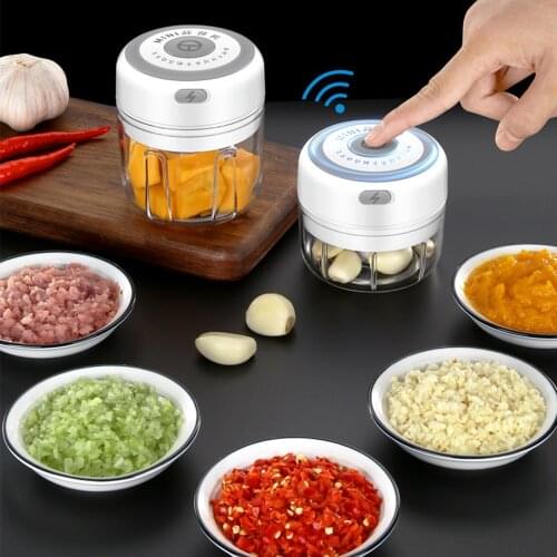 2020 New Kitchen Tool 100/250ml Mini USB Wireless Electric Garlic Masher Press Mincer Vegetable Chili Meat Grinder Food Chopper