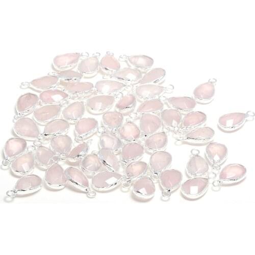 New 5pcs Natural Stone Water Drop Shape Section Rose Quarts Pendants for Jewelry Making DIY Necklace Size 10x14mm