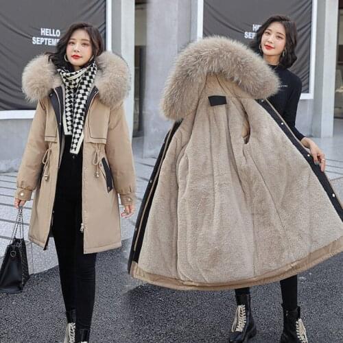 Beardon New Warm Fur Lining Long Parka Winter Jacket Womens Clothing Plus Size S-3XL Medium Long Hooded Winter Coat Women