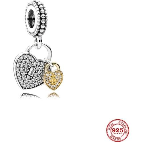 New Original Silver Color Lock Dangle Diy Bead Fit European Pandora Charms Bracelet Bangles Diy Jewelry P126-shuang