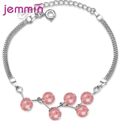 New Romantic Style Round Pink Stone Adjustable Bangle Bracelets Free Shipping Women Hand Chains Big Promotion