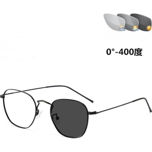 SPH 0 -0.5 -0.75 To -4.0 Photochromic Lens Prescription Eyeglasses Women Ultralight Stainless Steel Short-sight Spectacle Men