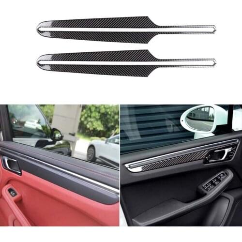Real Carbon Fiber Side Door Panel Decor Panel Trim Fit For Porsche Macan Cayenne