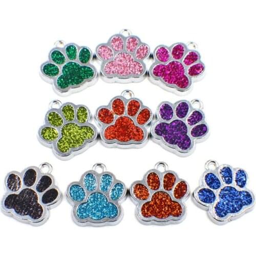 20pcs/lot Colors Bling cat bear dog paw prints diy hang pendant charms fit for keychains bag fashion jewelrys