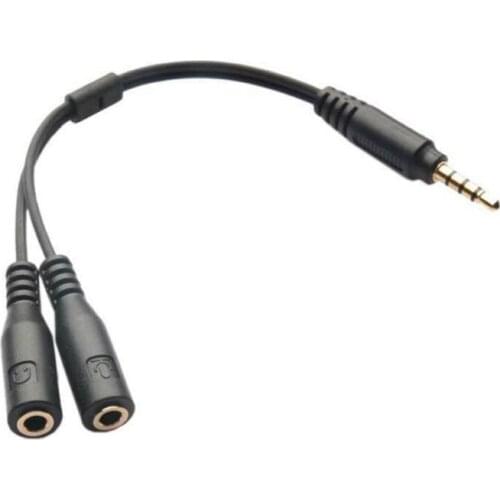 3.5mm Stereo Audio Male To 2Female Headset Mic TRRS Y Splitter Cable Adapter Mobile Phone Extension Cable