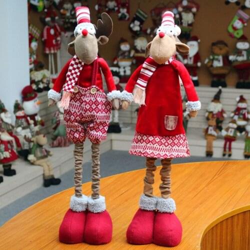 Santa Christmas Dolls Decorations For Home Xmas Retractable Standing Toy Navidad Party Ornaments New Year Kids Gifts