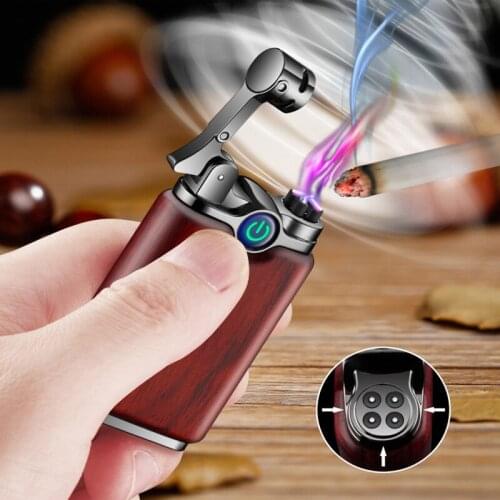 Sandalwood Rechargeable USB Electric Lighter Dropship Suppliers Smoking Accessories Touch Sensor Plasma Lighters Mens Gift