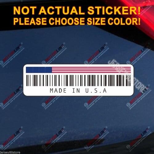 Made In USA barcode American Flag Decal Sticker Car Vinyl Reflective Glossy pick size