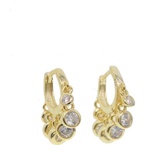 Charming tiny cz dots hoop earring 925 sterling silver vermeil anti allergy girl women Flexible fashion adorable earrings