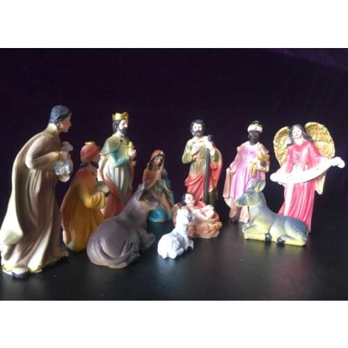 Resin Christmas Manger Group Jesus Baby Decoration Catholic Christian Lord 11pcs/set