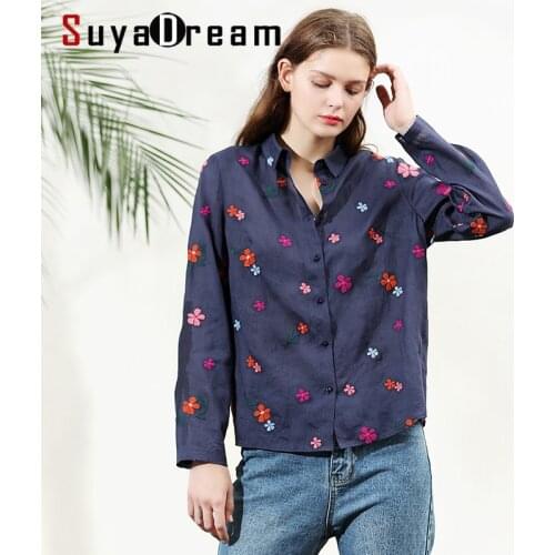 SuyaDream Women's Shirts With Embroidery